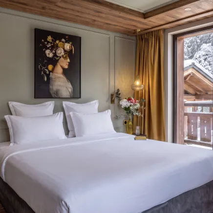 Décoration d'une chambre au Lizzie, à Chamonix